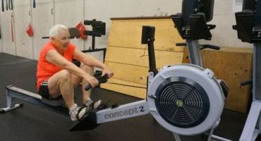 Mary on the rower at the RAW School of Fitness